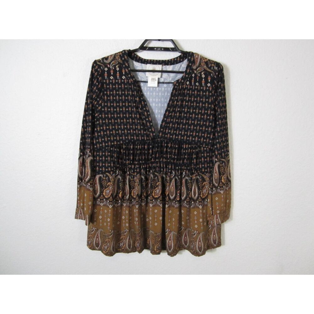 Muche‎ Muchette Top Womens Size One Size Boho Paisley Multicolor Long Sleeve